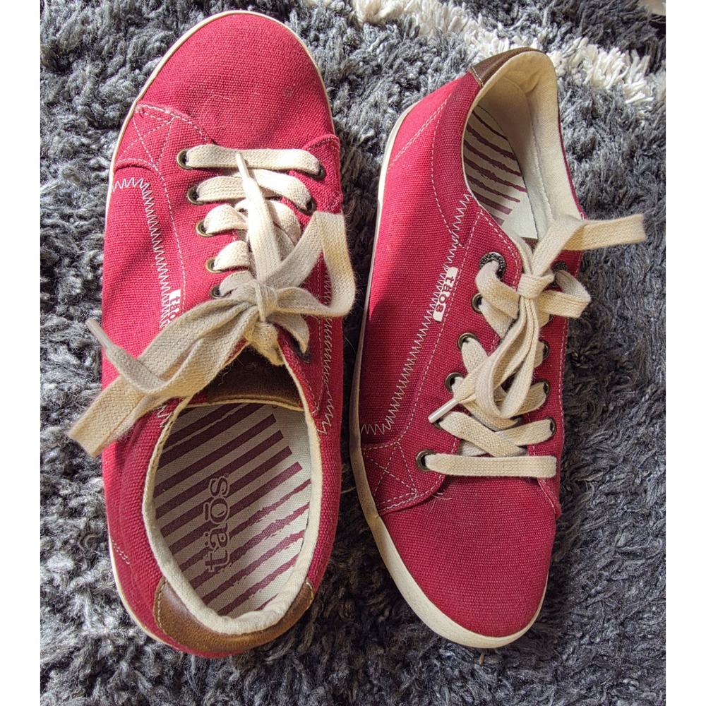Women's Taos Star Washed Red Canvas Lace Up Sneakers 10 - Picture 5 of 9